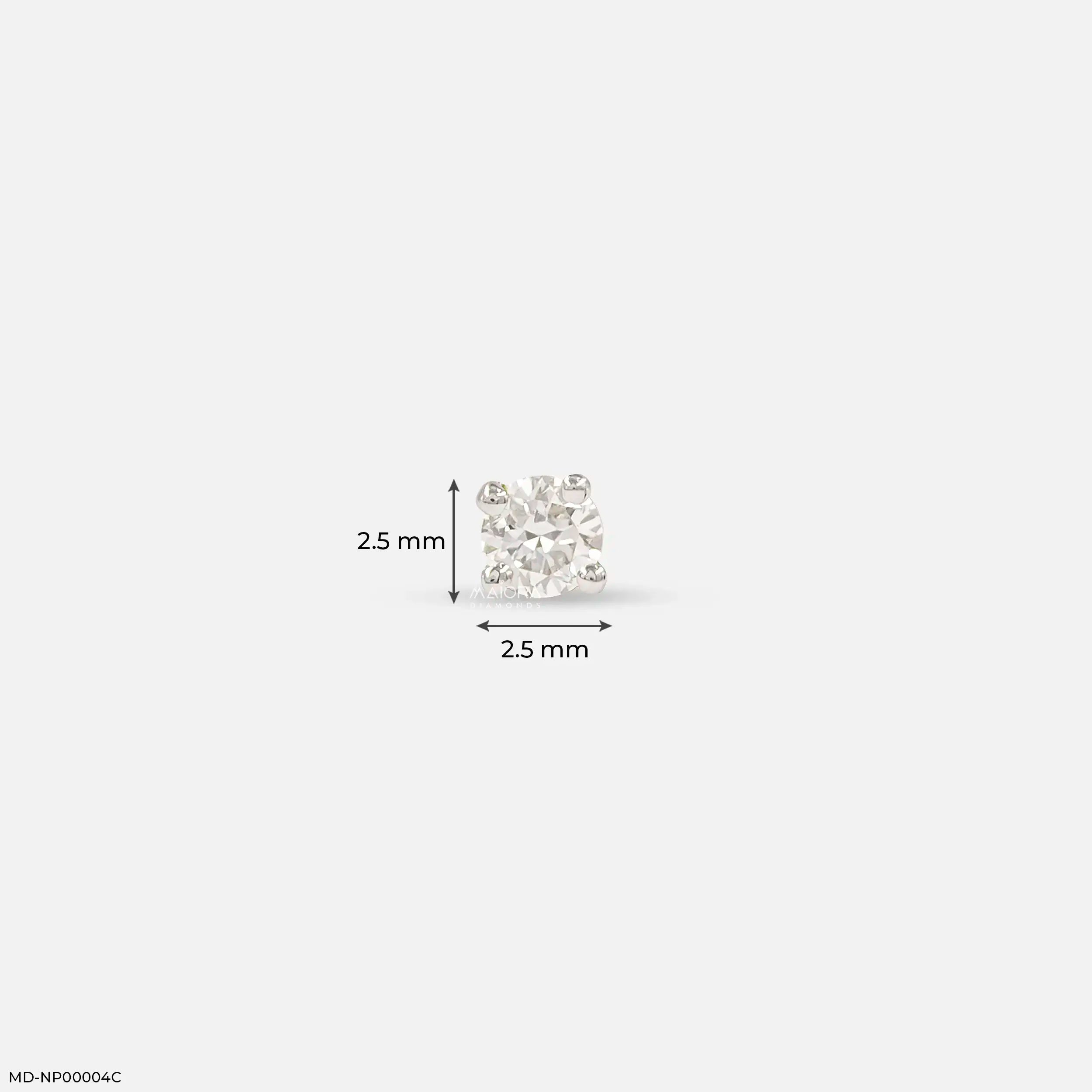 0.05 Cents Round Solitaire Lab Diamond Nosepin 14K Yellow Gold