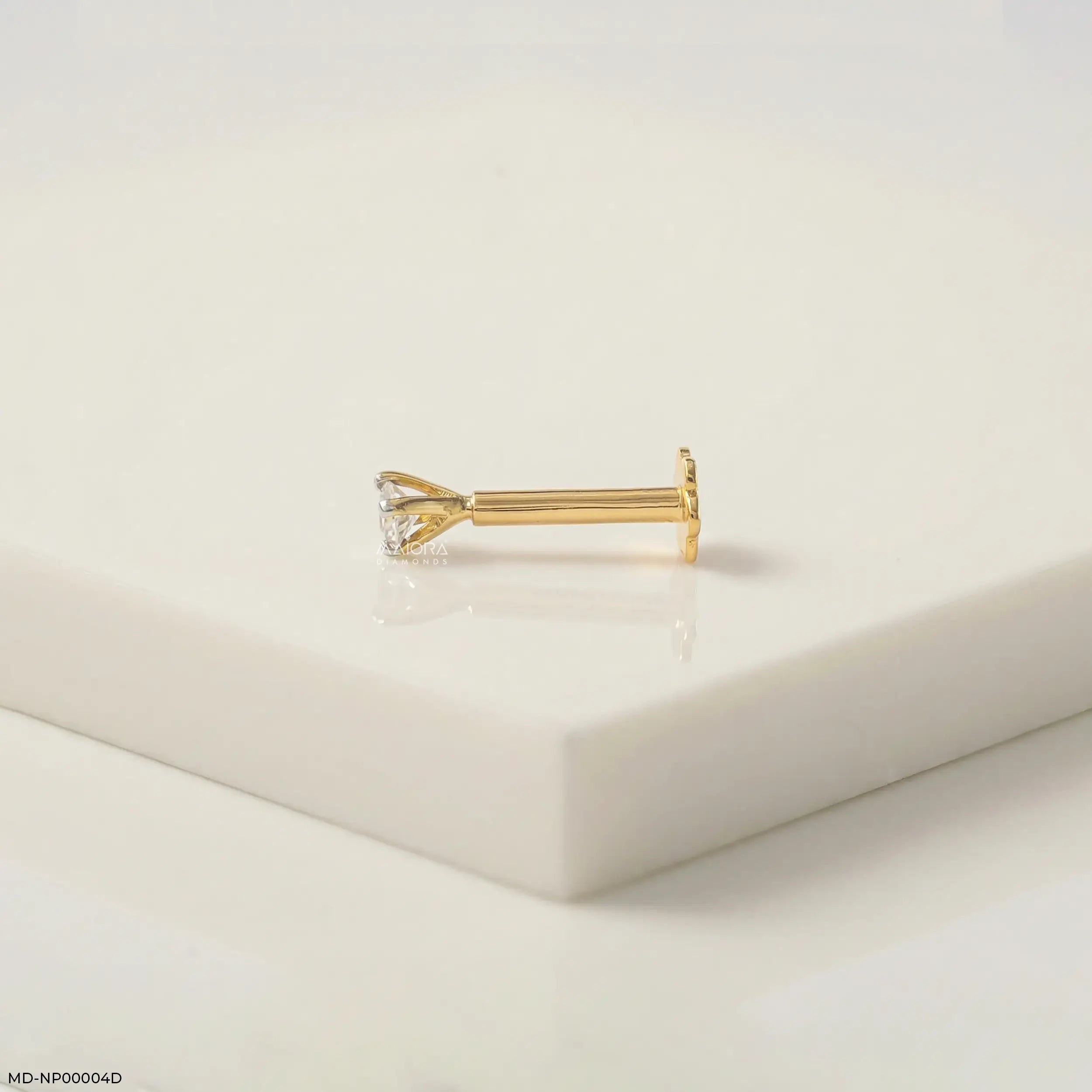 0.05 Cent Solitaire Lab Diamond Nosepin 14K Yellow Gold