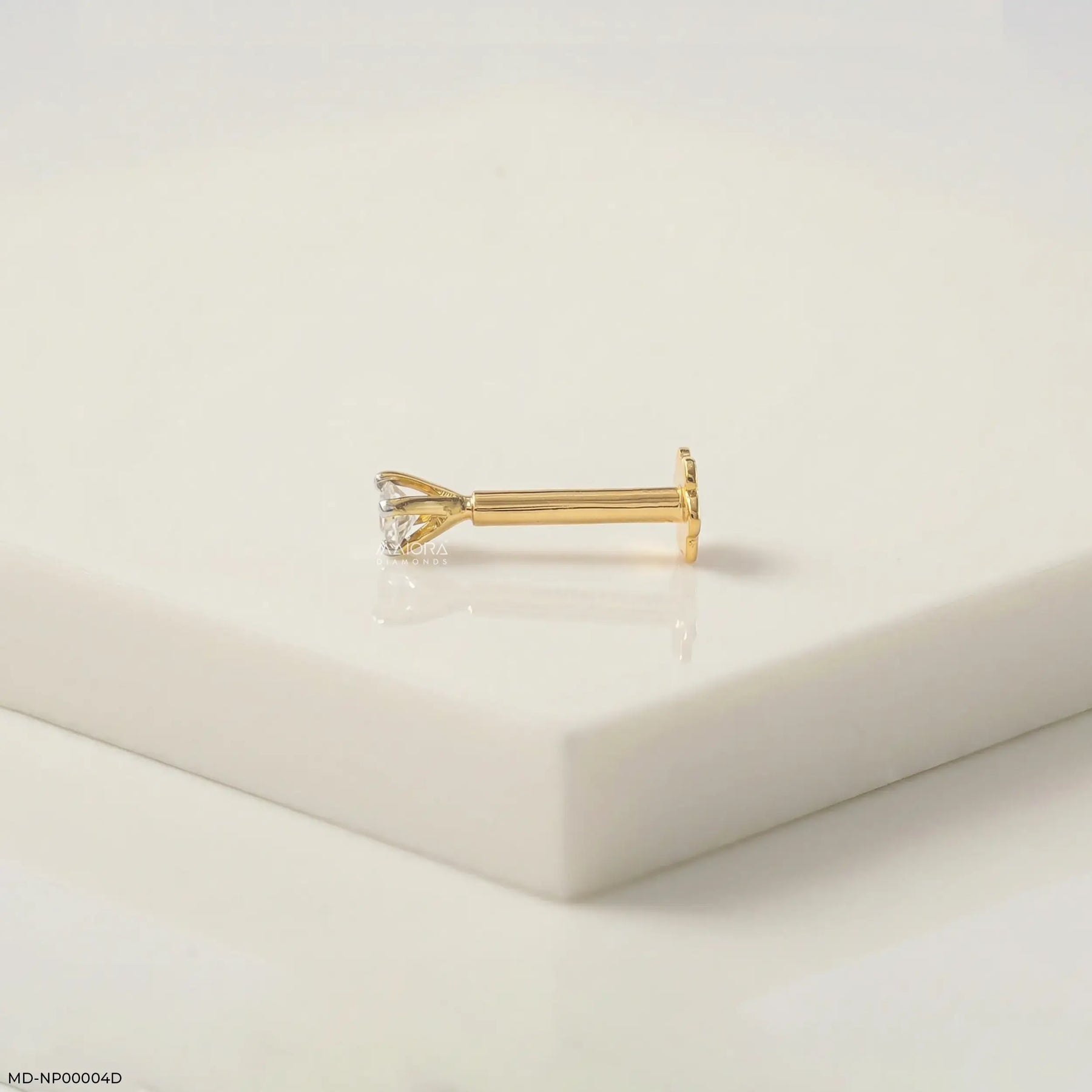 0.05 Cent Dainy Solitaire Lab Diamond Nosepin 14K Yellow Gold