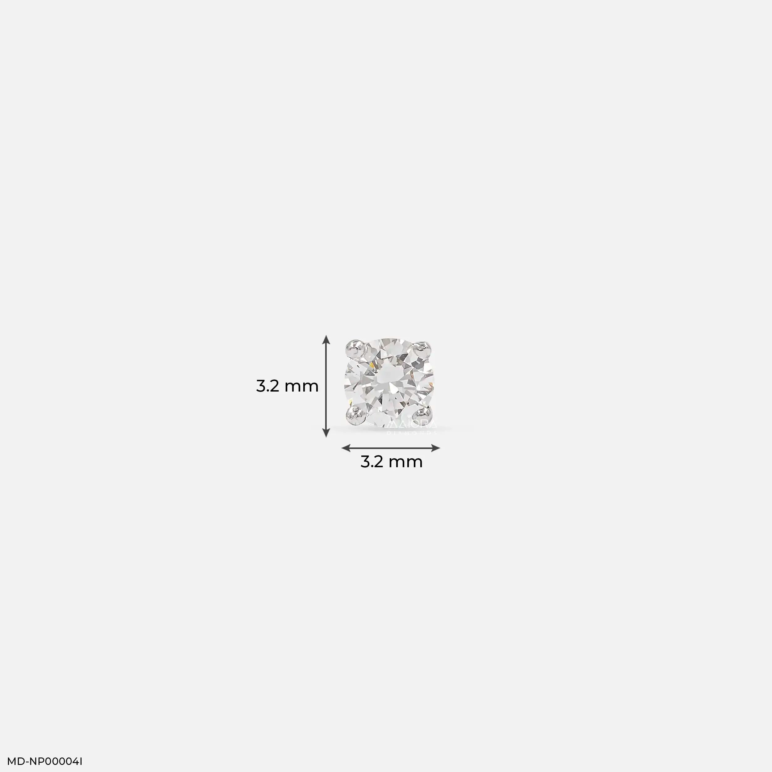 0.1 Carat Solitaire Lab Diamond Nosepin 14K Yellow Gold
