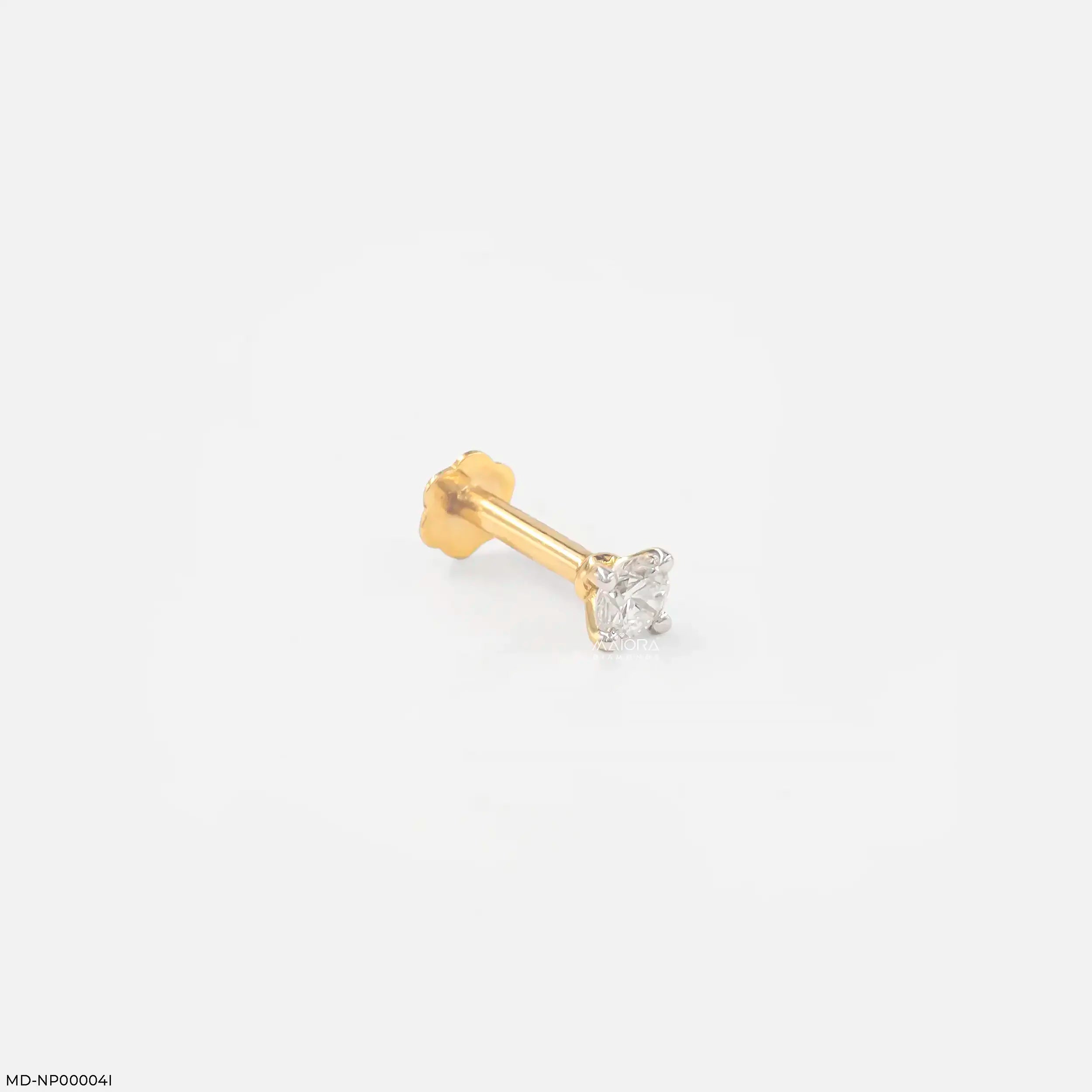 0.1 Carat Solitaire Lab Diamond Nosepin 14K Yellow Gold