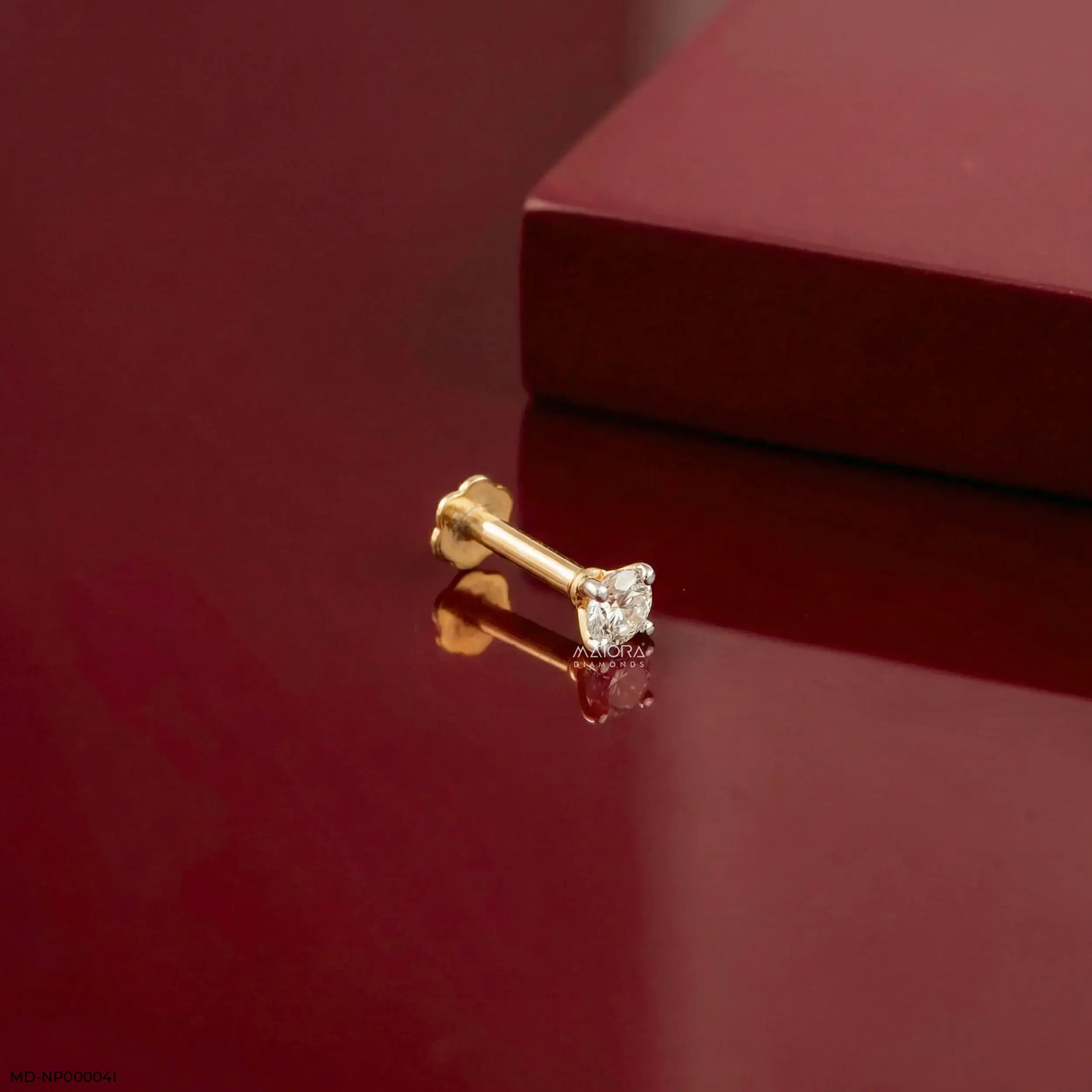 0.1 Carat Solitaire Lab Diamond Nosepin 14K Yellow Gold