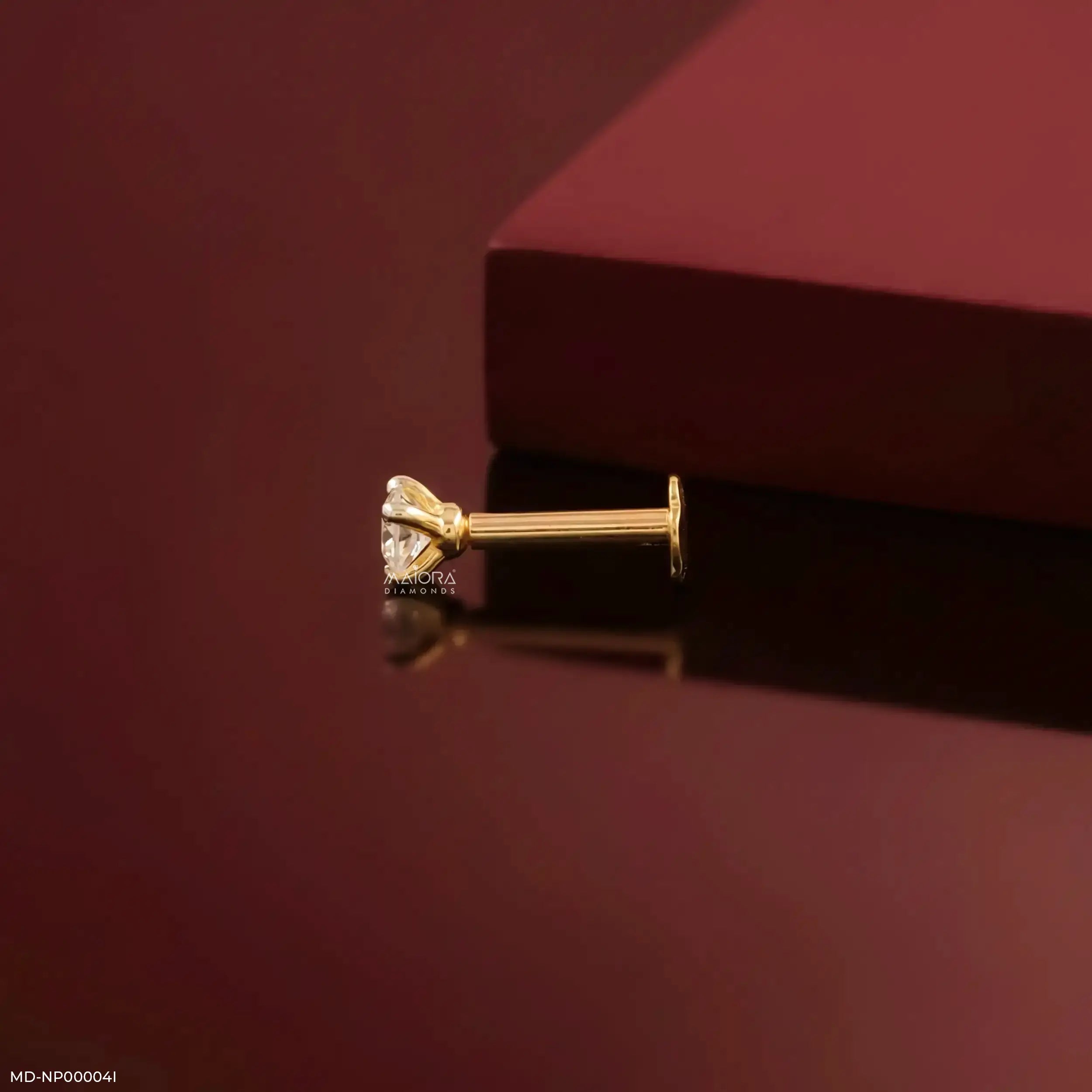 0.1 Carat Solitaire Lab Diamond Nosepin 14K Yellow Gold