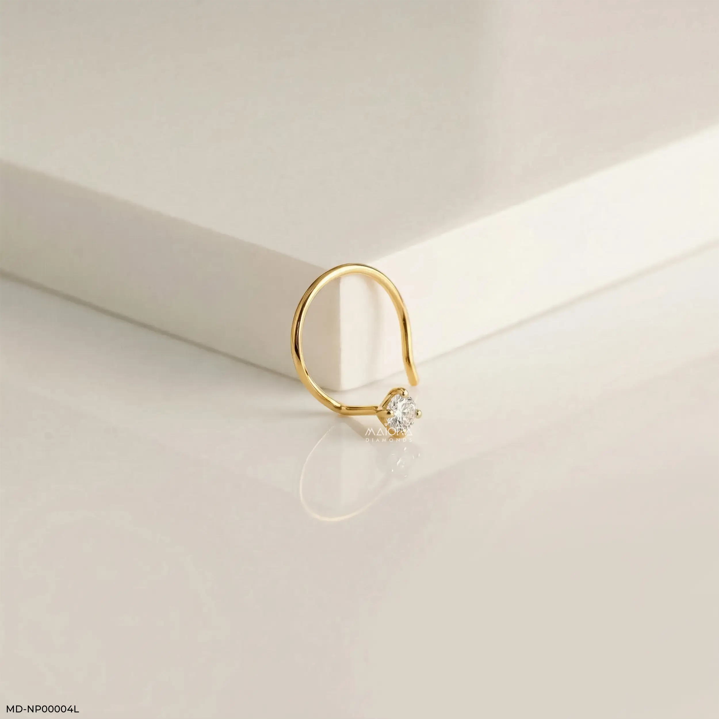 0.05 Cent Round Lab Diamond Nosepin 14K Yellow Gold