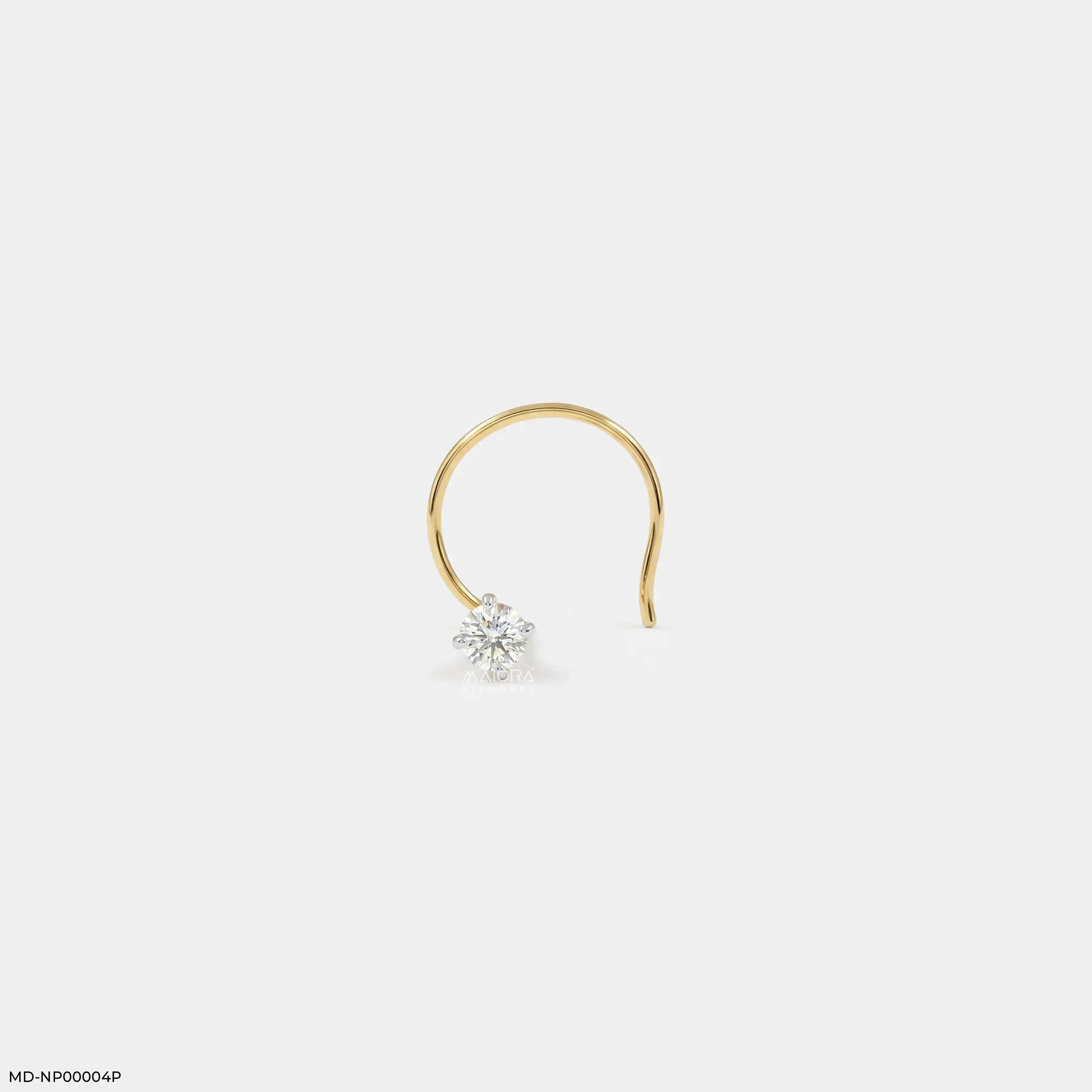 0.11 Carat Round Lab Diamond Stud Nosepin 14K Yellow Gold