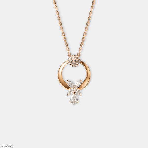 Luminous Crescent Bloom Pendant 14K Rose Gold