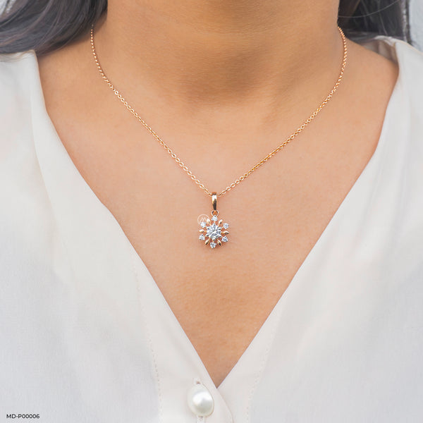 1 Carat Rose Gold Sunflower Pendants 14K Rose Gold