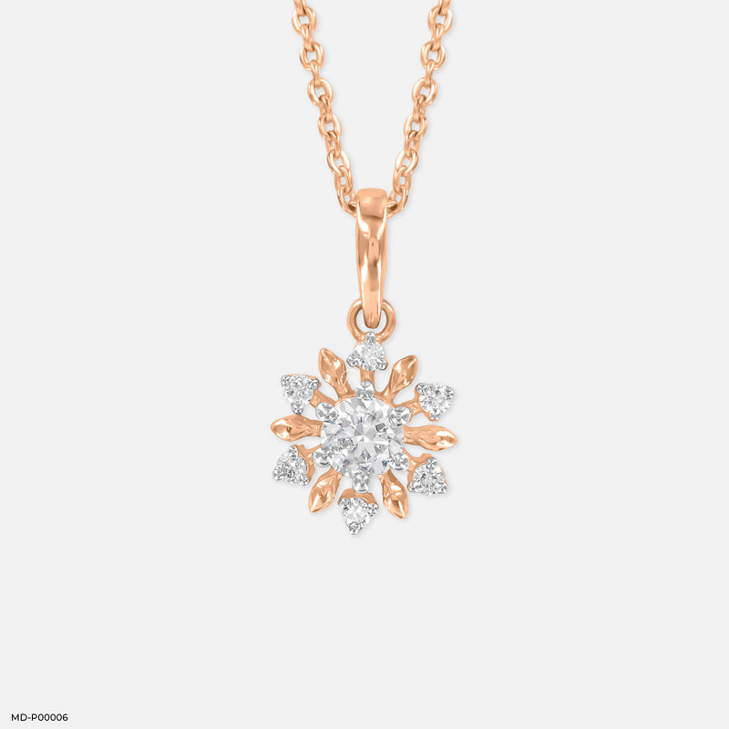 1 Carat Rose Gold Sunflower Pendants 14K Rose Gold