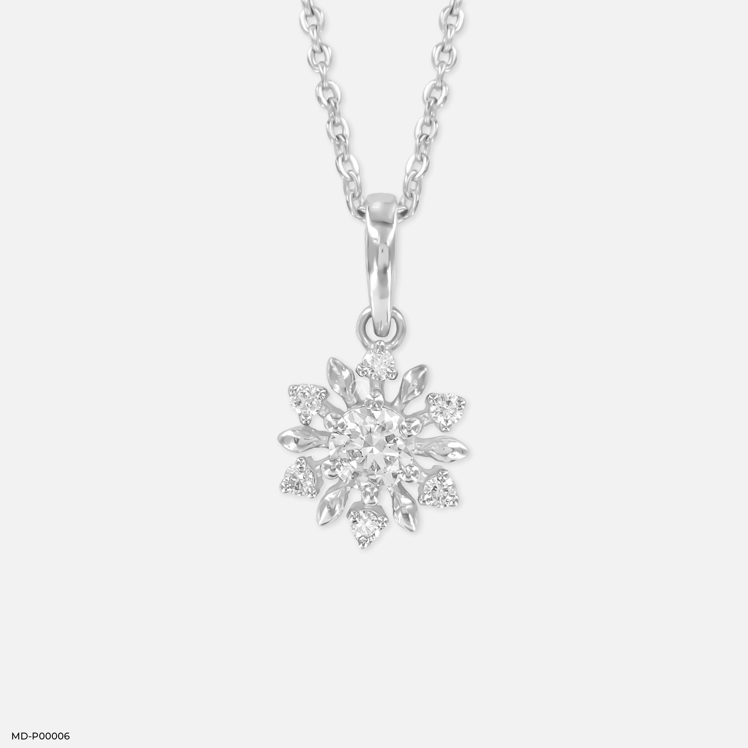 1 Carat Rose Gold Sunflower Pendants 14K White Gold