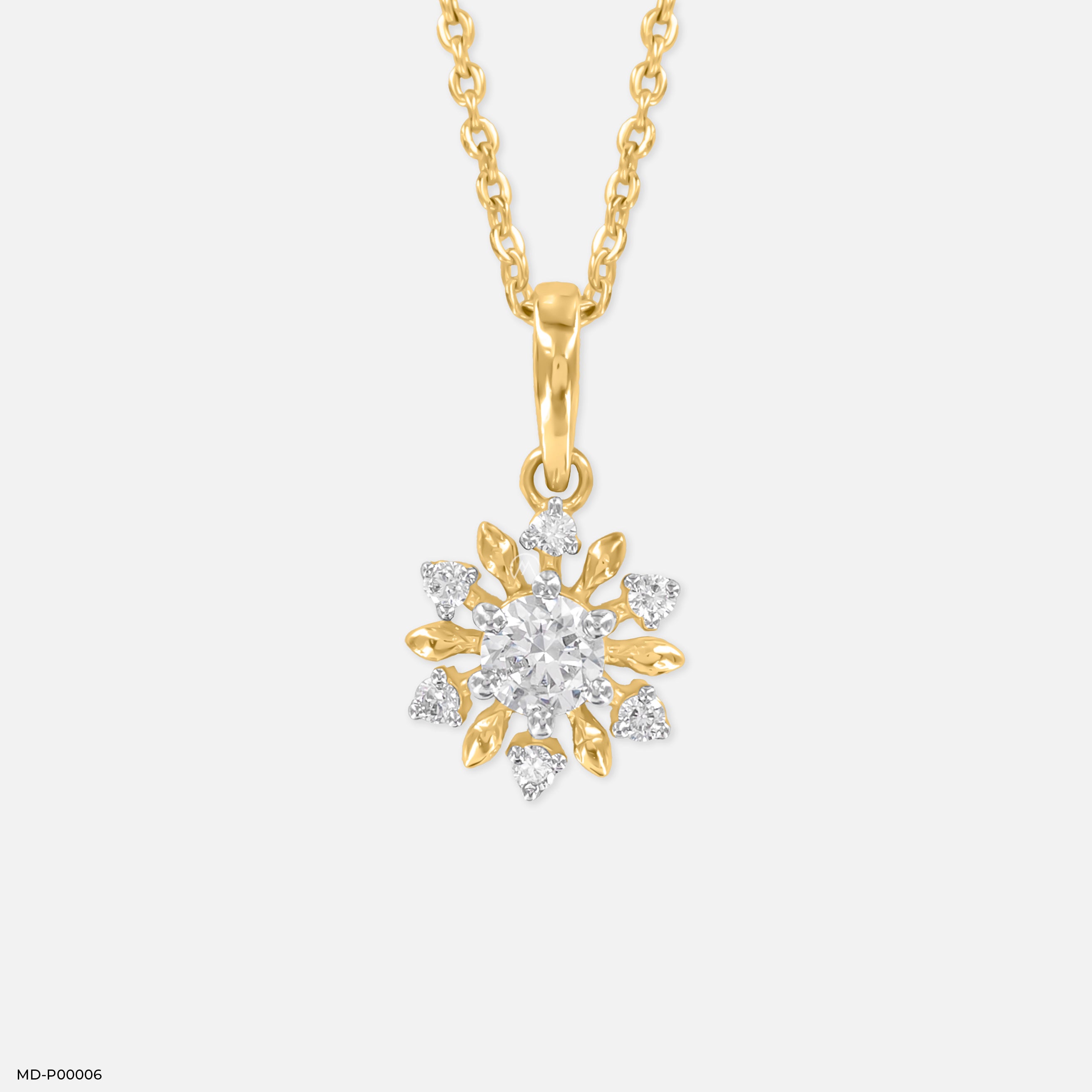 1 Carat Rose Gold Sunflower Pendants 14K Yellow Gold