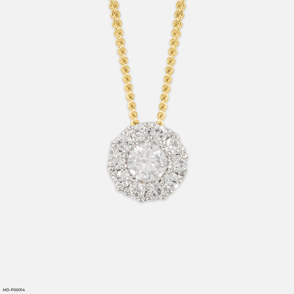 0.5 Carat Circle of Light Pendants 14K Yellow Gold