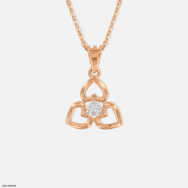 Triple Heart Diamond Pendant 14K Rose Gold