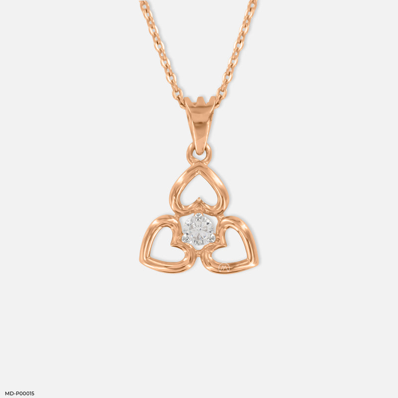 Triple Heart Diamond Pendant 14K White Gold