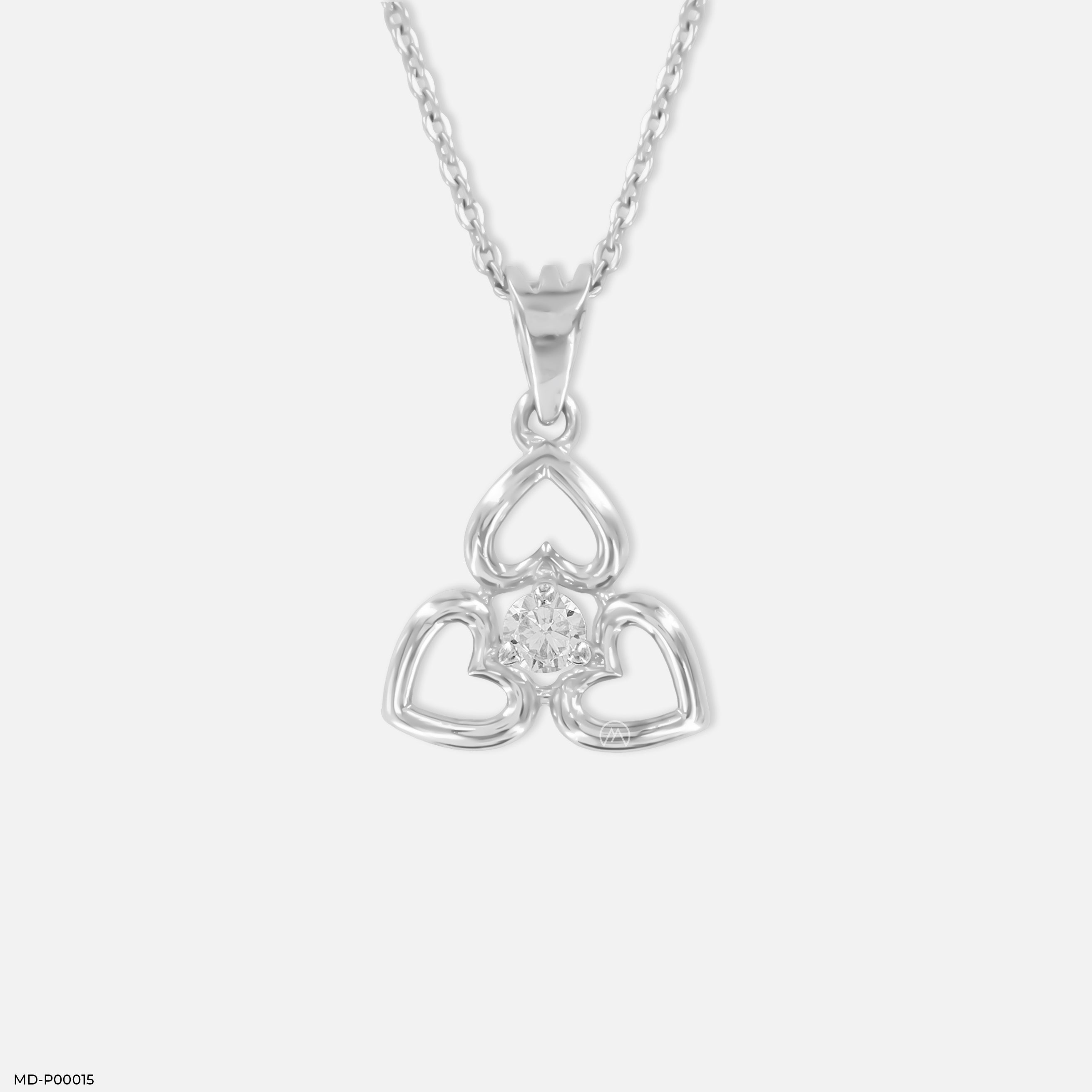Triple Heart Diamond Pendant Platinum 950
