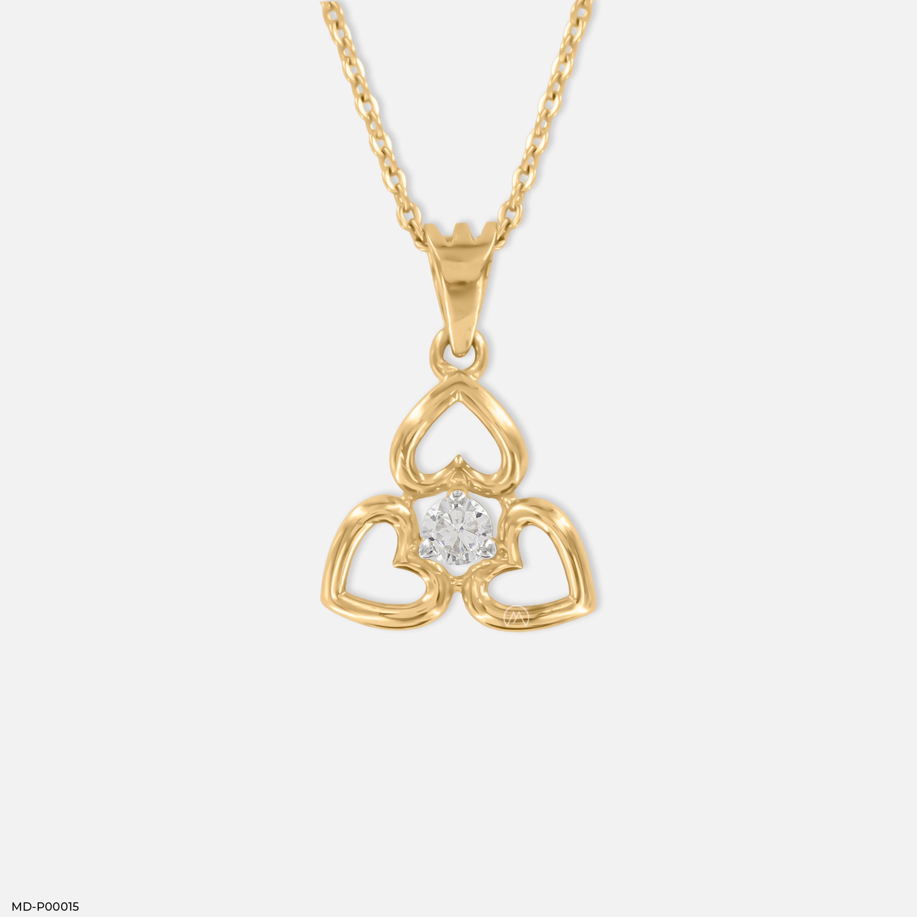 Triple Heart Diamond Pendant 9K Rose Gold