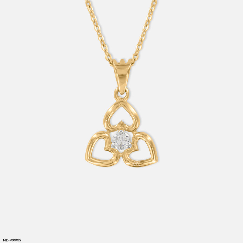 Triple Heart Diamond Pendant 14K White Gold