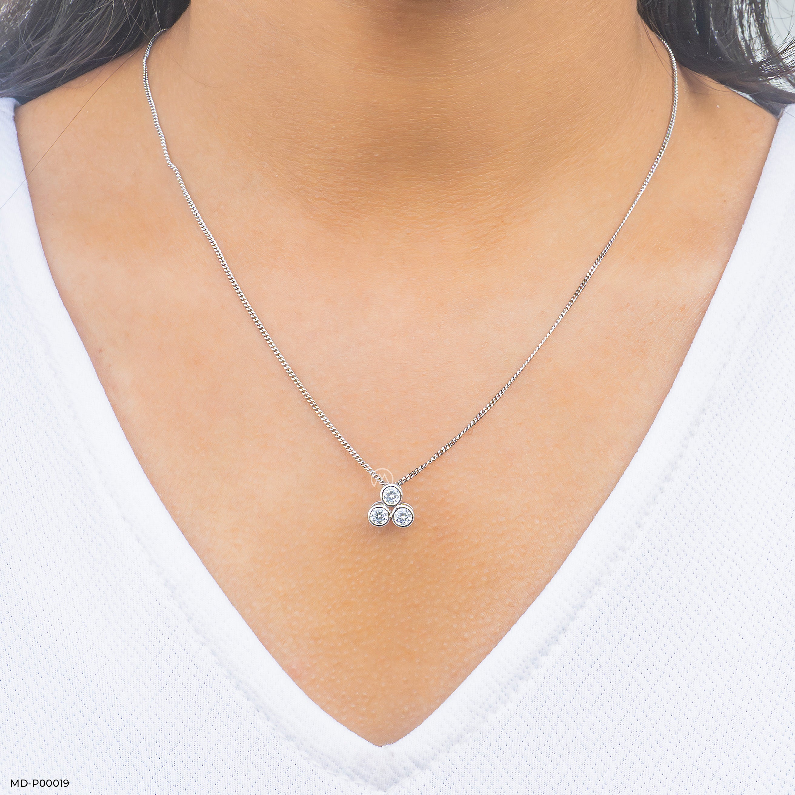 0.50 Carat Three Dots Pendants 9K White Gold