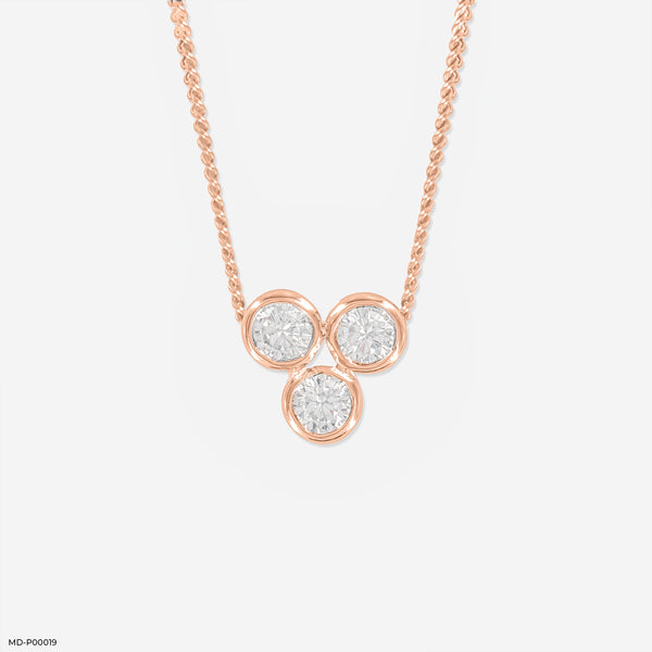 0.50 Carat Three Dots Pendants 18K Rose Gold