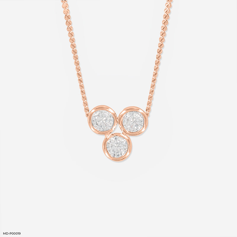 0.50 Carat Three Dots Pendants 14K Rose Gold