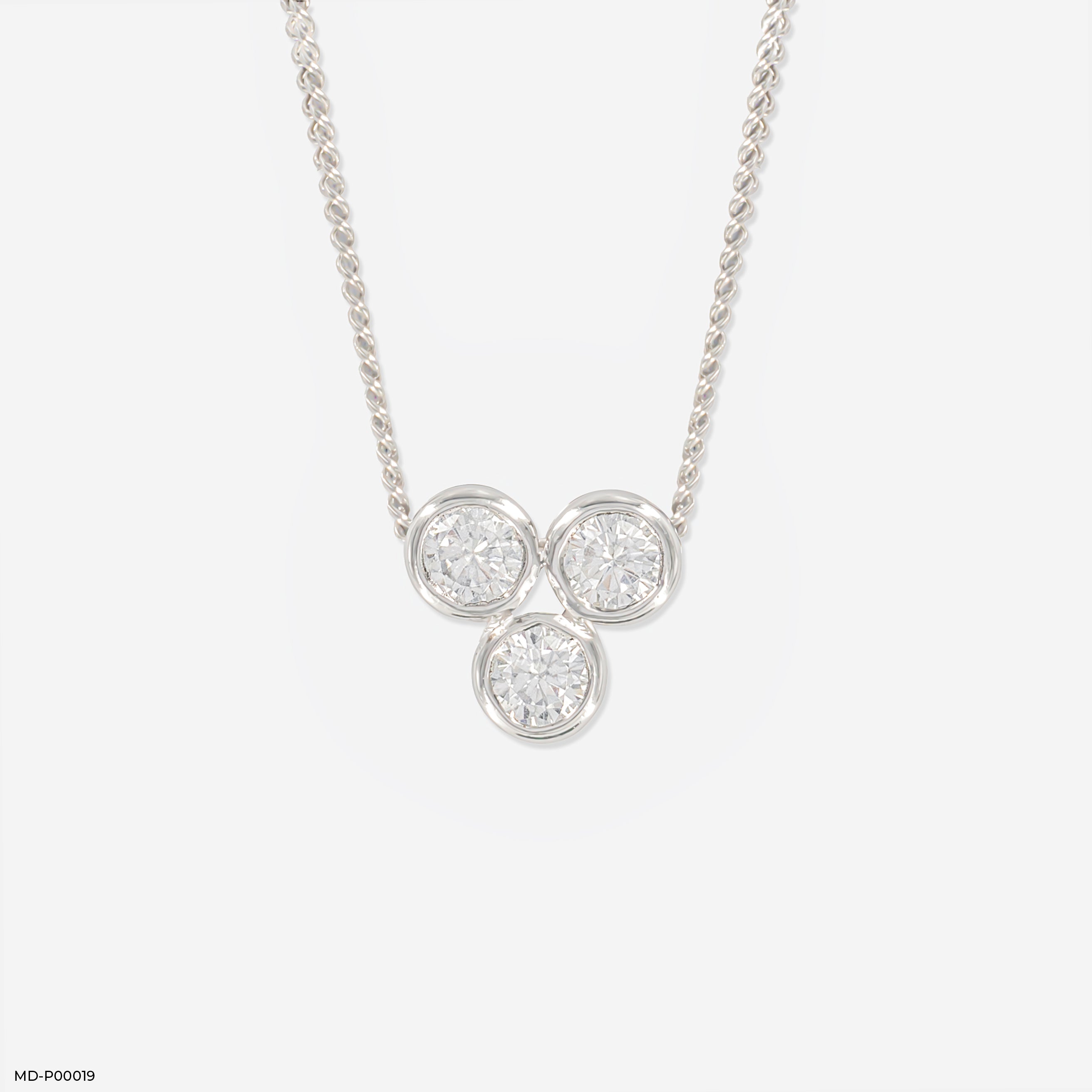 0.50 Carat Three Dots Pendants 9K White Gold