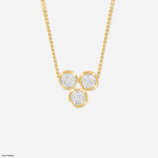 0.50 Carat Three Dots Pendants 18K Yellow Gold