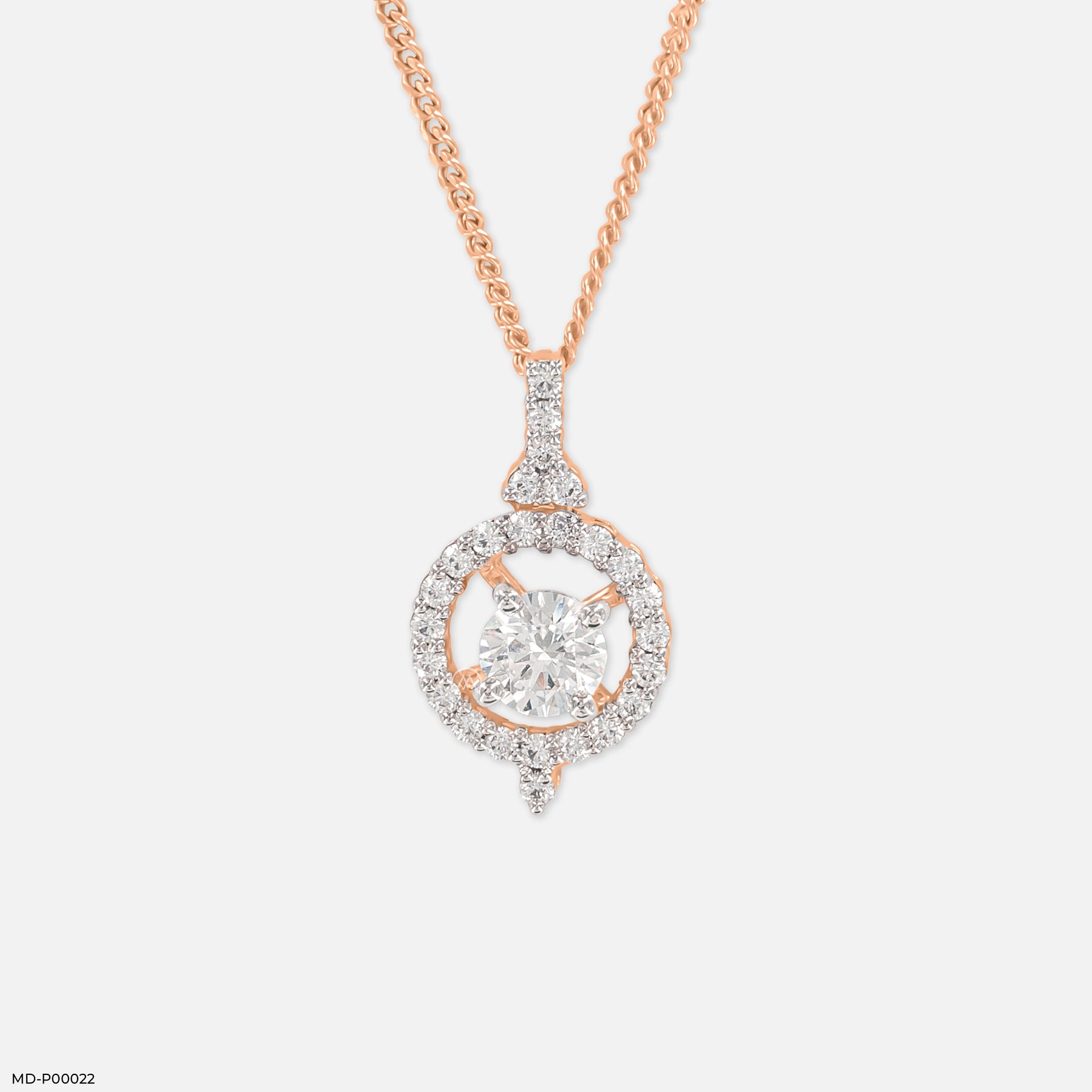 0.75 Carat Diamond Compass pendants 14K Rose Gold