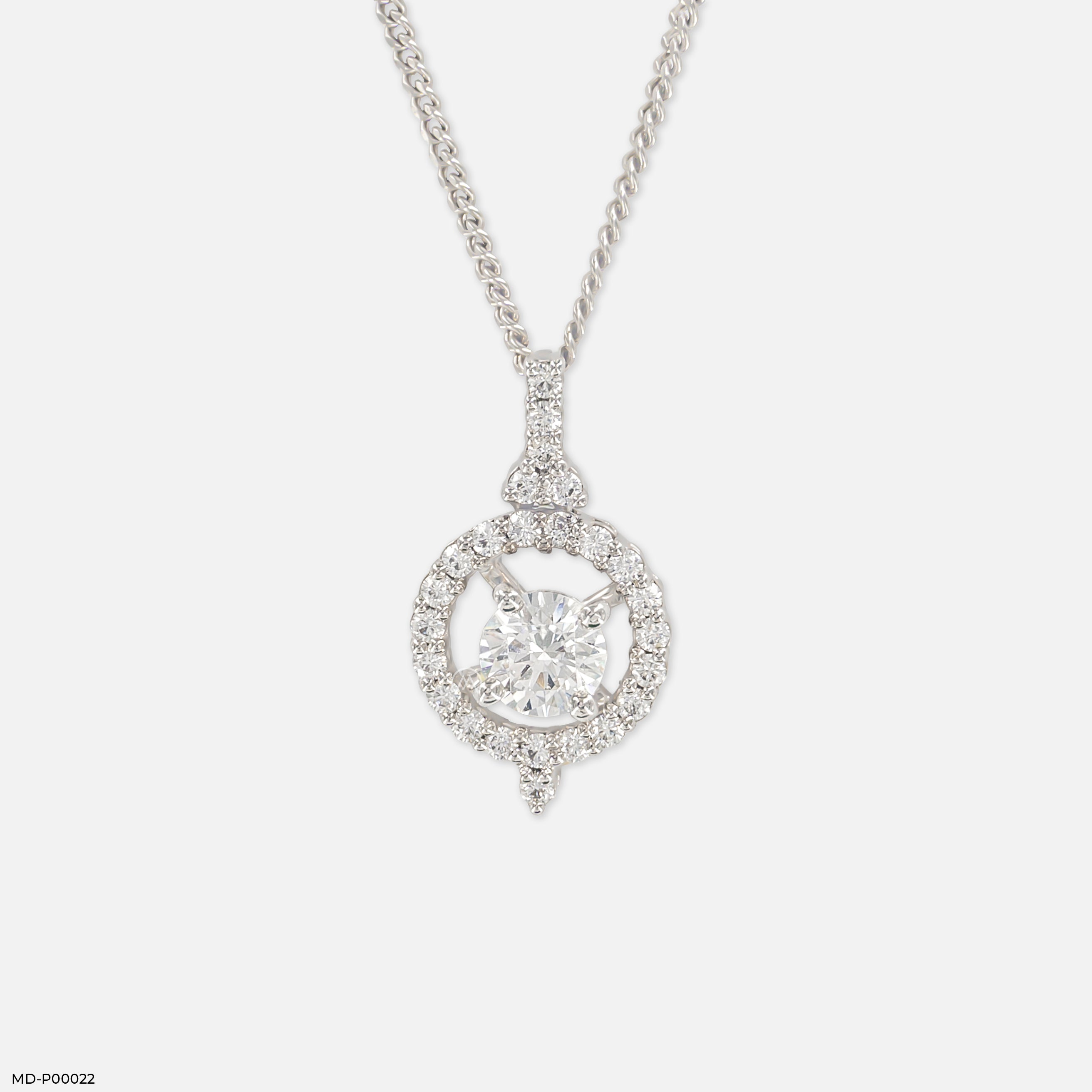 0.75 Carat Diamond Compass pendants 14K White Gold