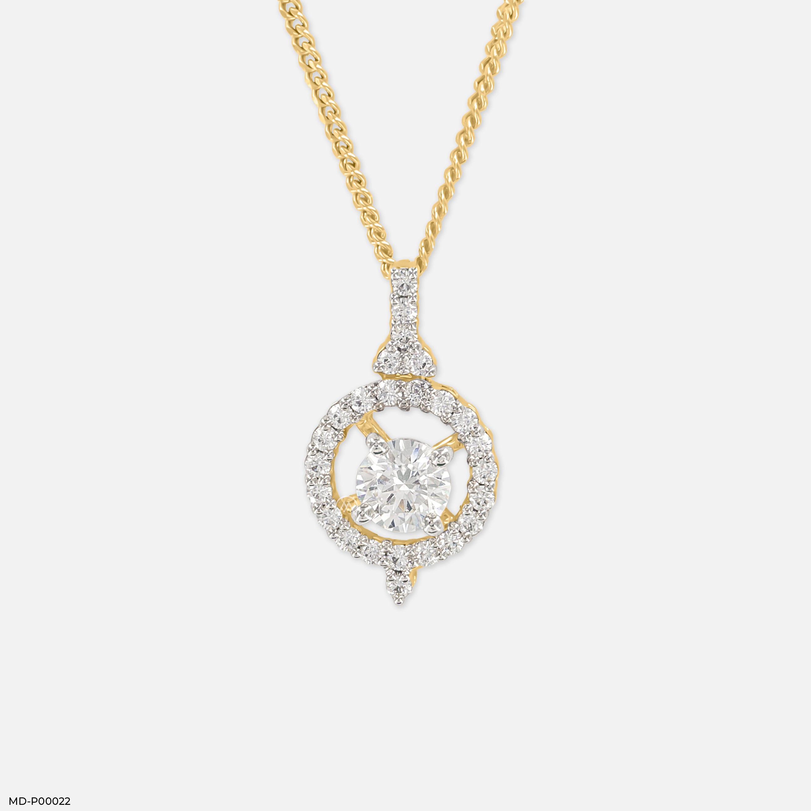 0.75 Carat Diamond Compass pendants 14K Yellow Gold