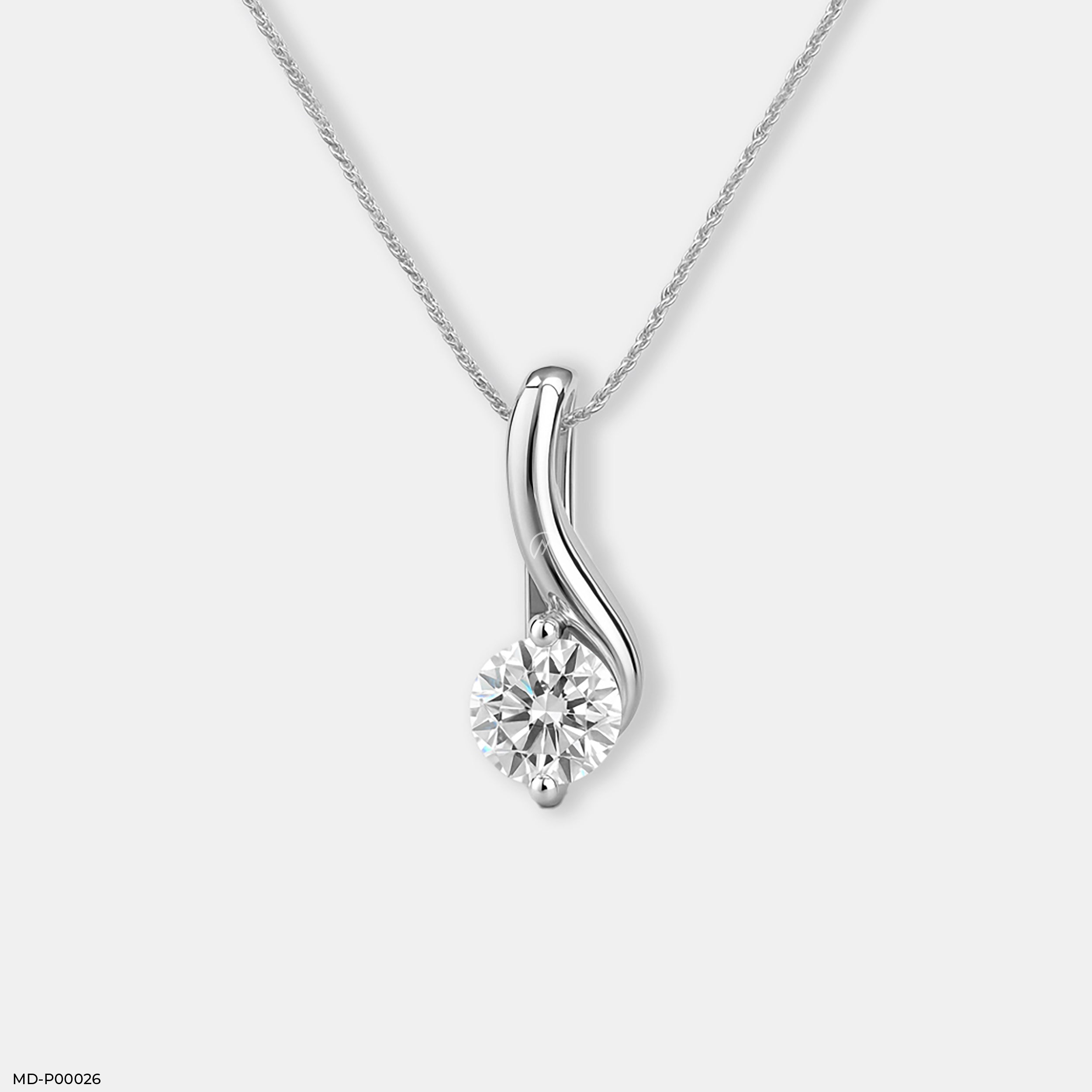 1 Carat Soft Twist pendants 14K White Gold