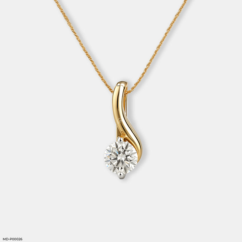 1 Carat Soft Twist pendants 14K Yellow Gold