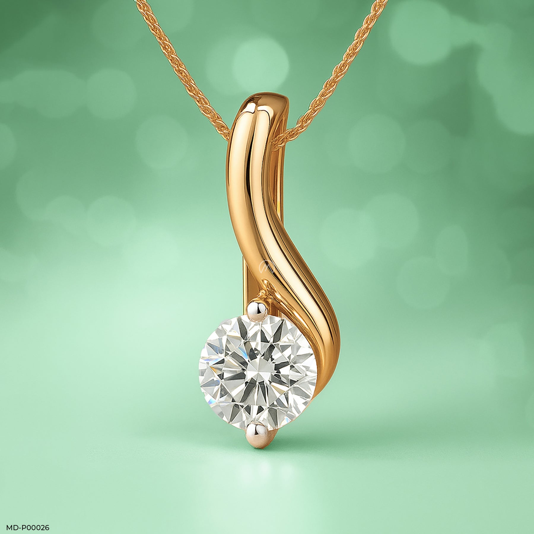 1 Carat Soft Twist pendants 14K Rose Gold