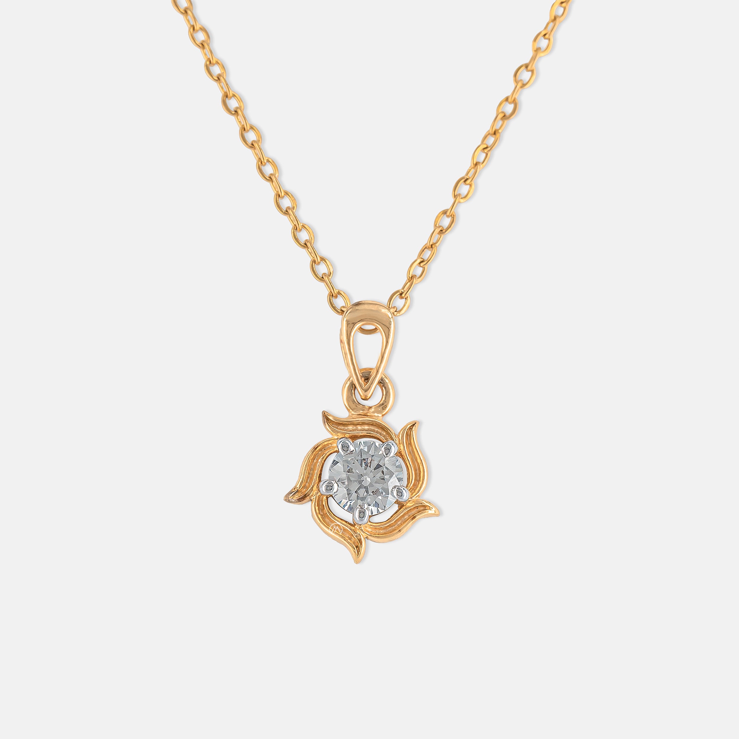 Twisted Petal Solitaire Pendant 14K Rose Gold