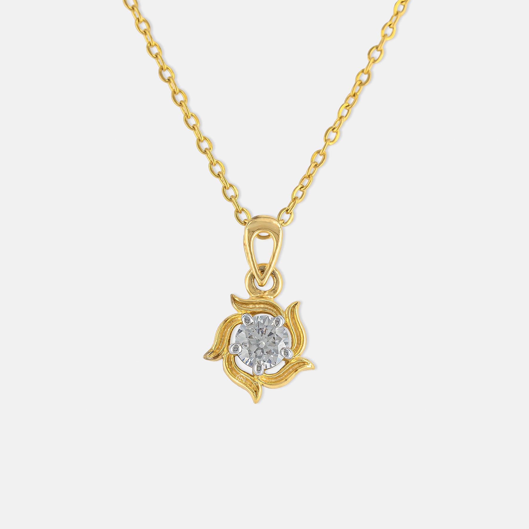 Twisted Petal Solitaire Pendant 9K Yellow Gold