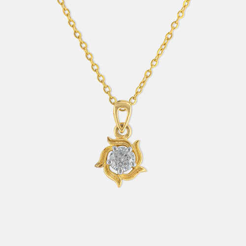 Twisted Petal Solitaire Pendant 9K Yellow Gold
