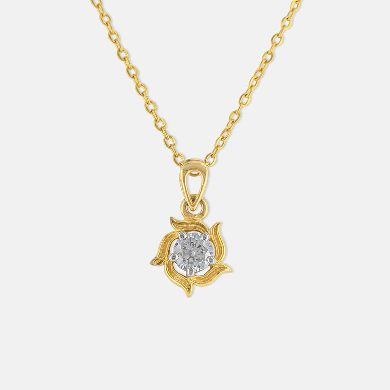 Twisted Petal Solitaire Pendant 14K Rose Gold