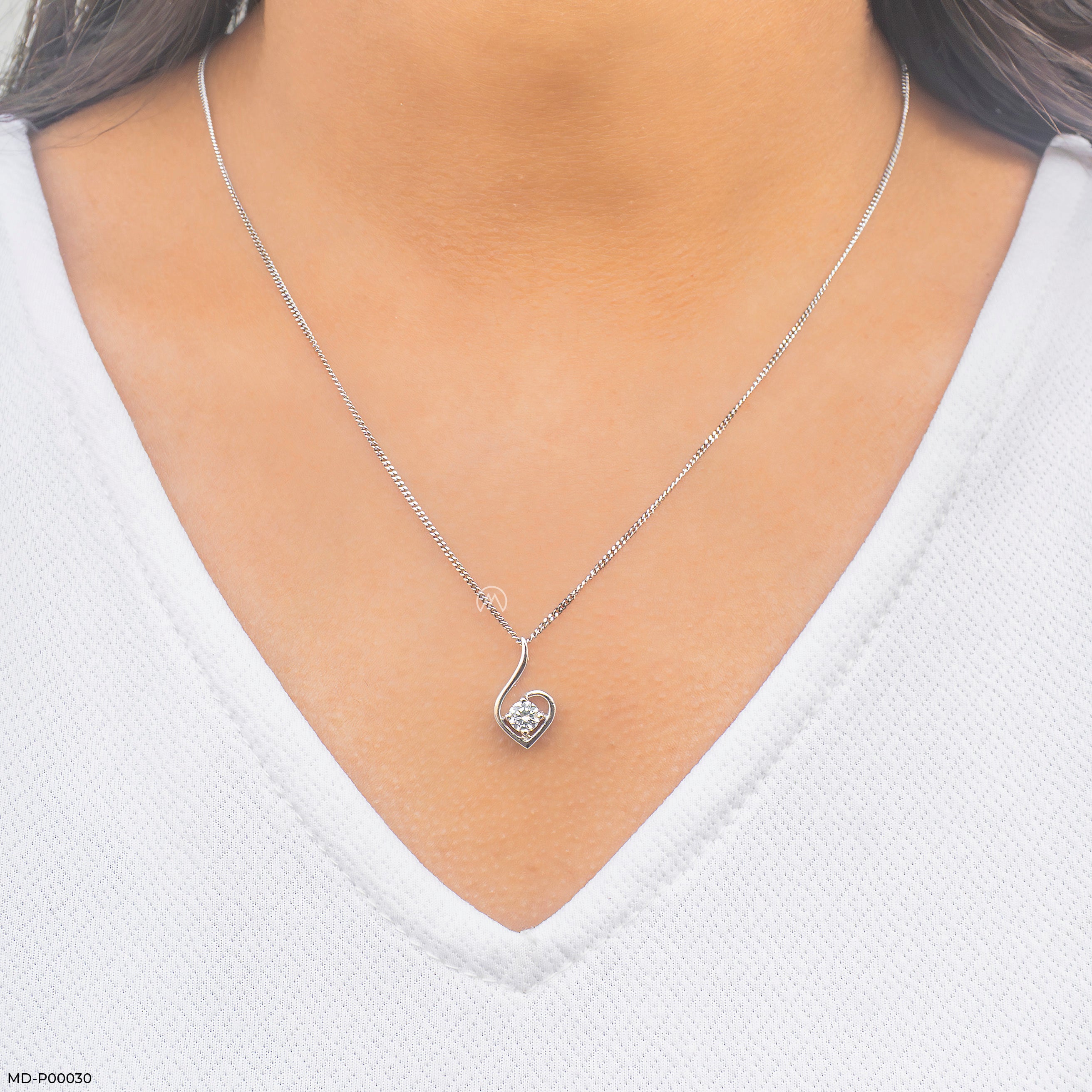 0.50 Carat Swan Heart Pendants  9K White Gold