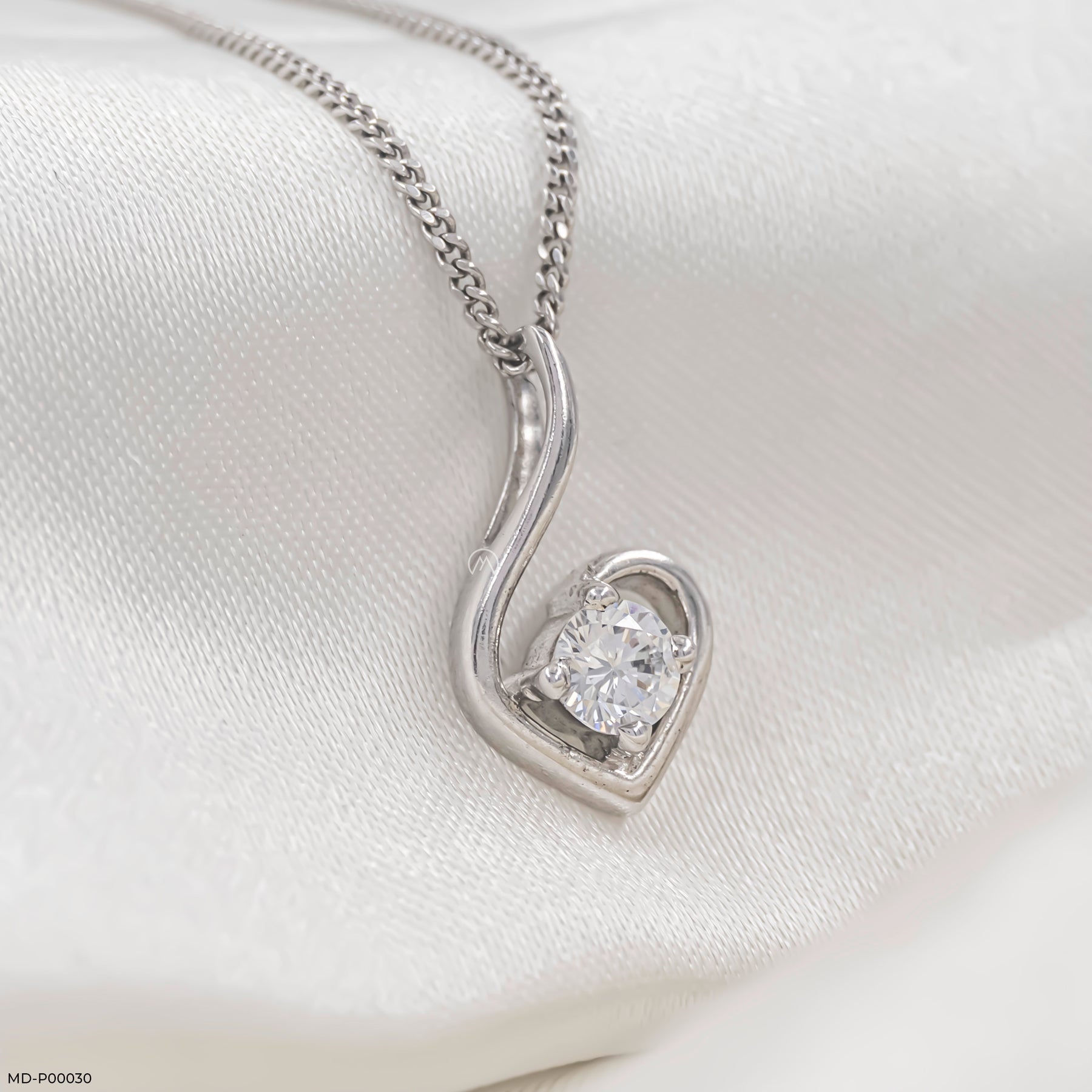 0.50 Carat Swan Heart Pendants  9K Yellow Gold