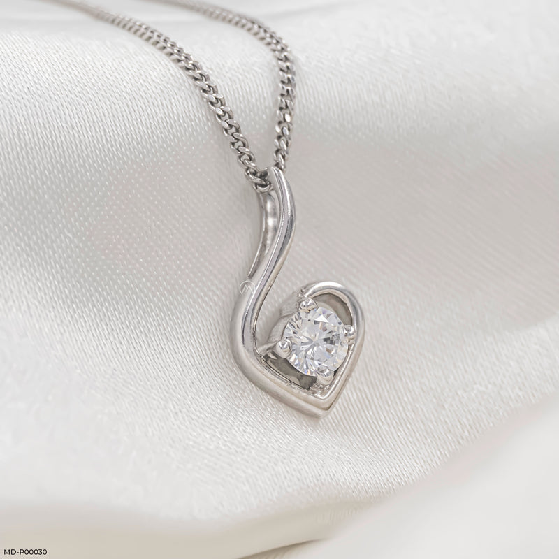 0.50 Carat Swan Heart Pendants 14K Yellow Gold