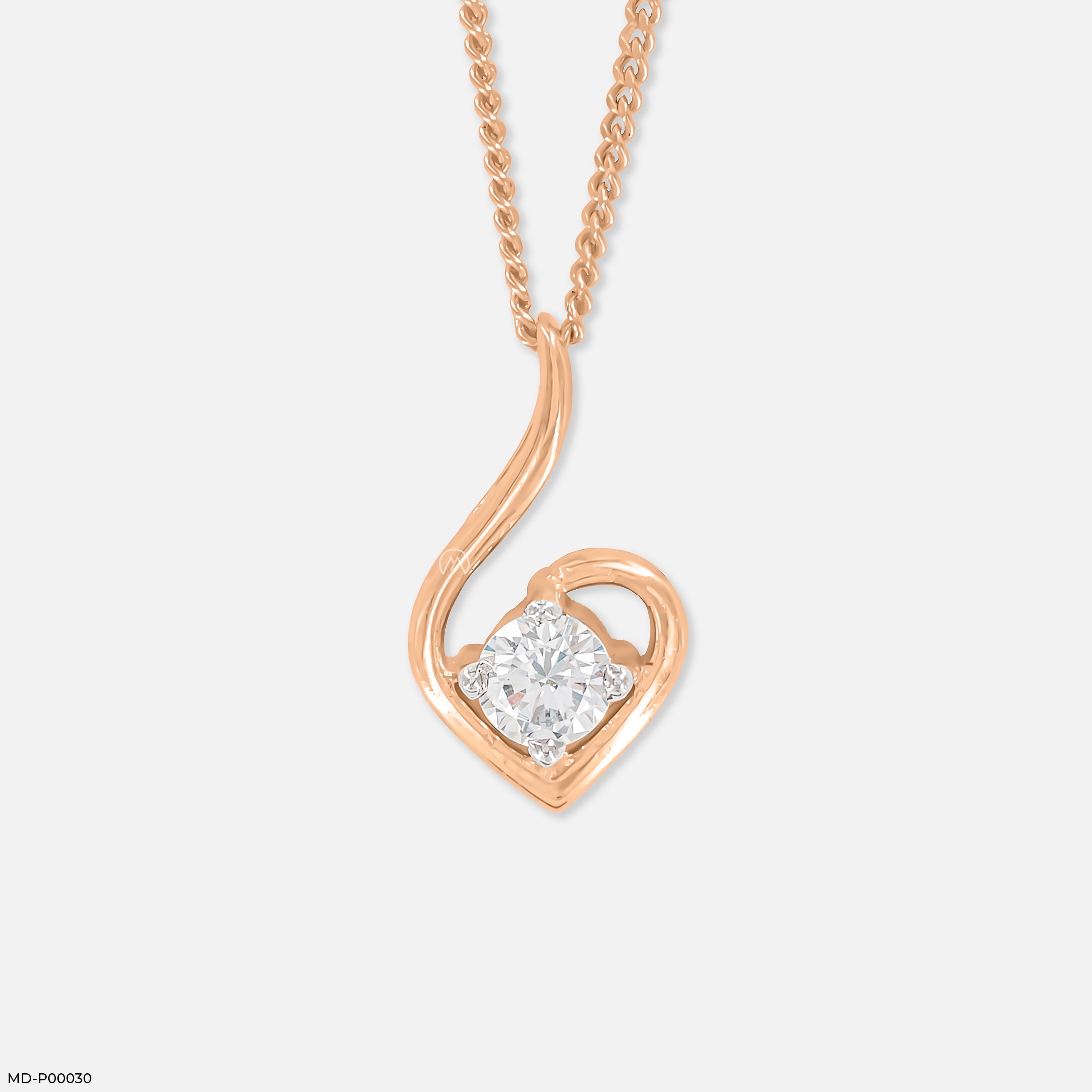 0.50 Carat Swan Heart Pendants  9K Rose Gold