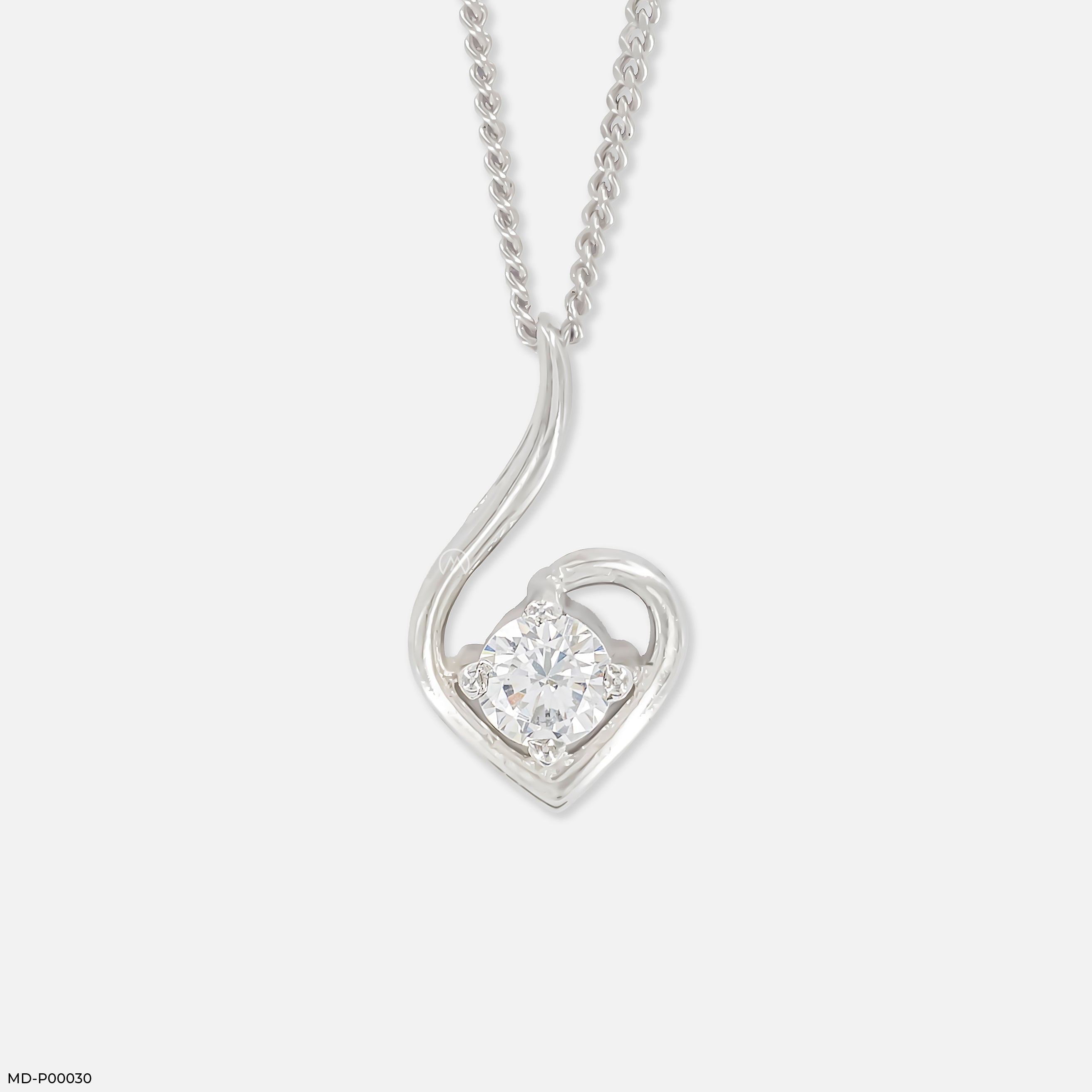 0.50 Carat Swan Heart Pendants  9K White Gold