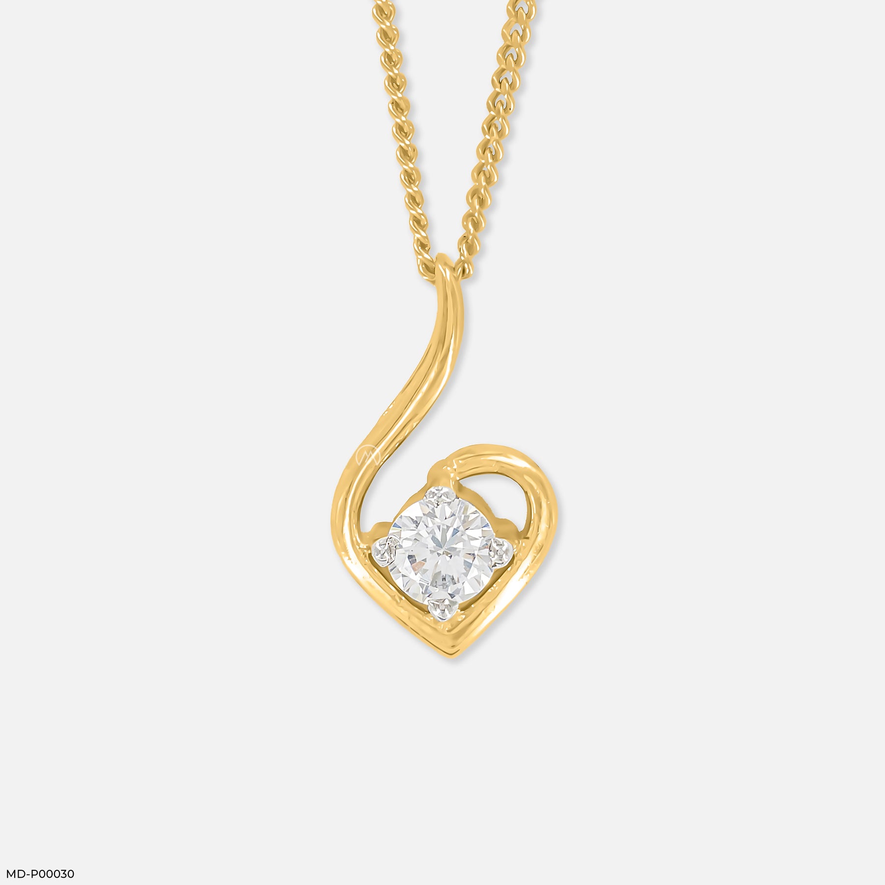 0.50 Carat Swan Heart Pendants  9K Yellow Gold