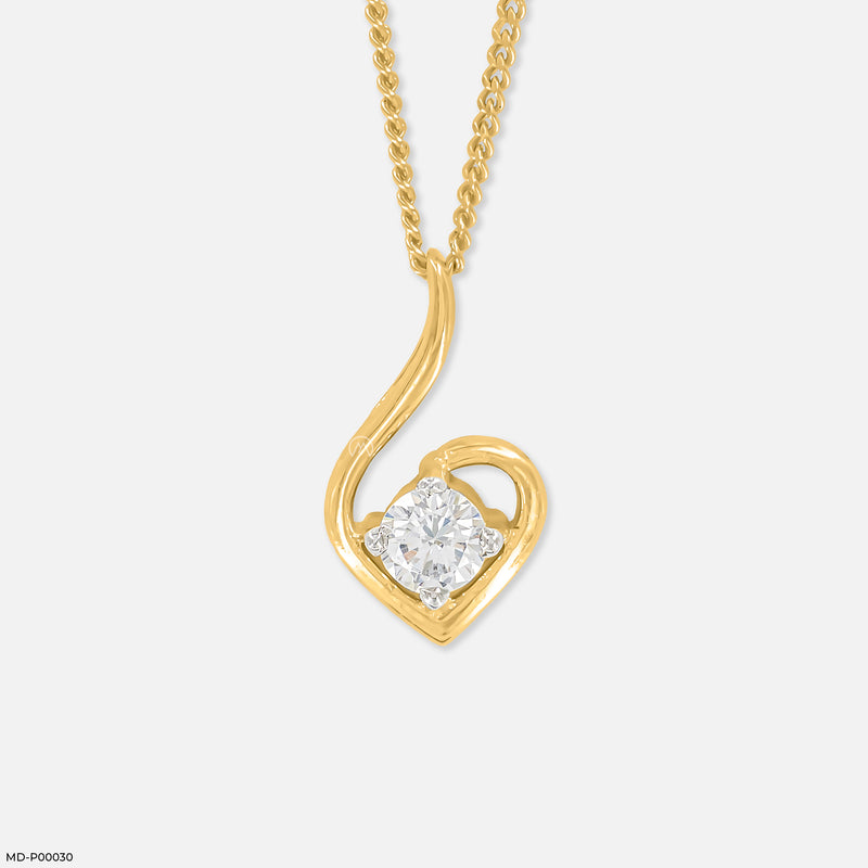 0.50 Carat Swan Heart Pendants 14K Yellow Gold