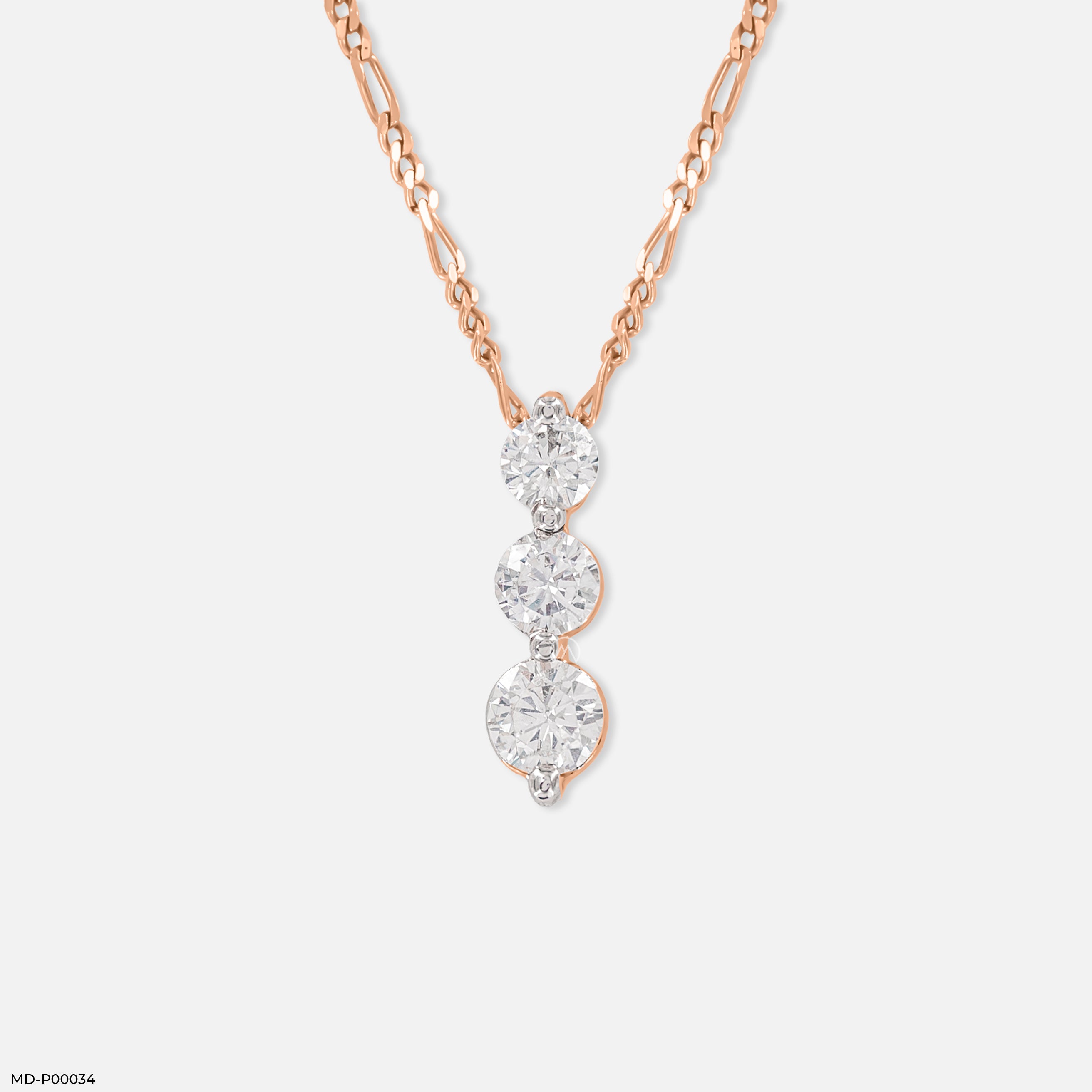 1 Carat Triple Delight Pendants 14K Rose Gold