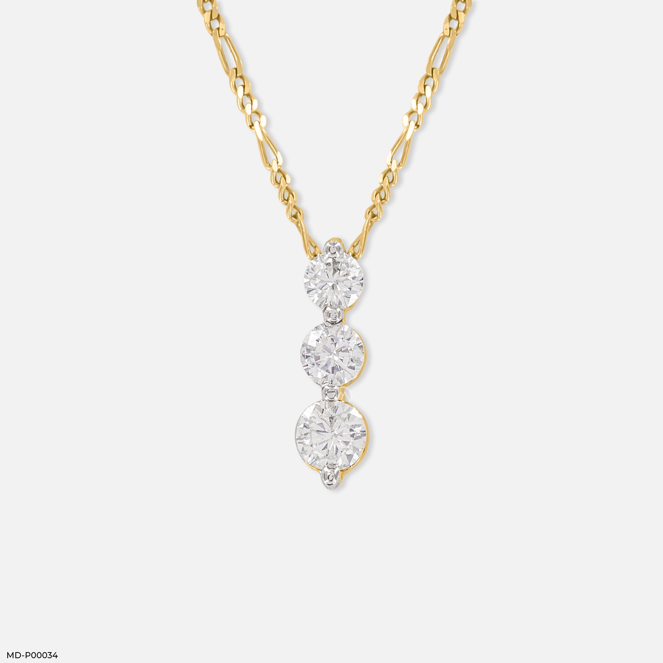1 Carat Triple Delight Pendants 14K Yellow Gold