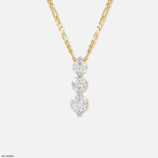 1 Carat Triple Delight Pendants 18K Yellow Gold