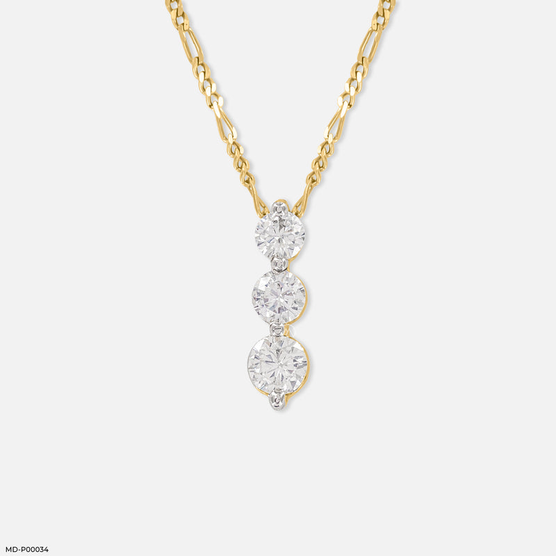 1 Carat Triple Delight Pendants 14K Yellow Gold