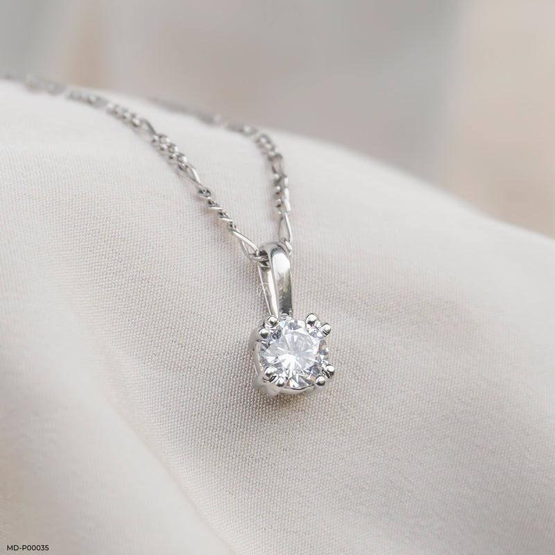0.50 Carat Classic Claw Pendants 14K White Gold
