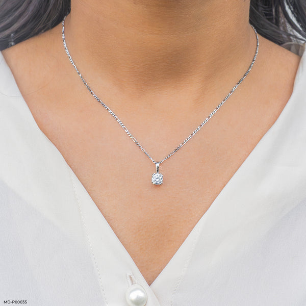 0.50 Carat Classic Claw Pendants 14K White Gold