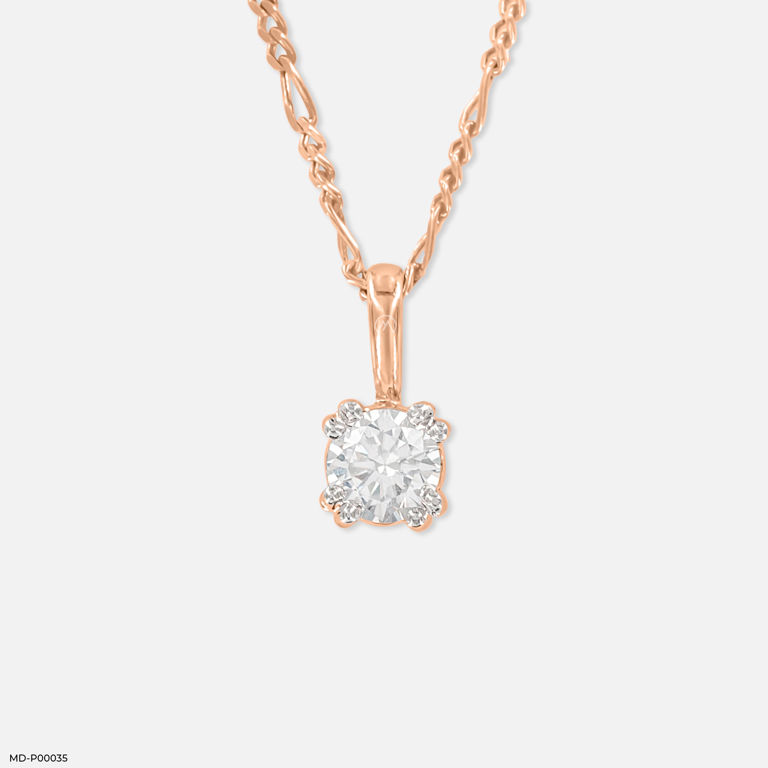 0.50 Carat Classic Claw Pendants 14K Rose Gold