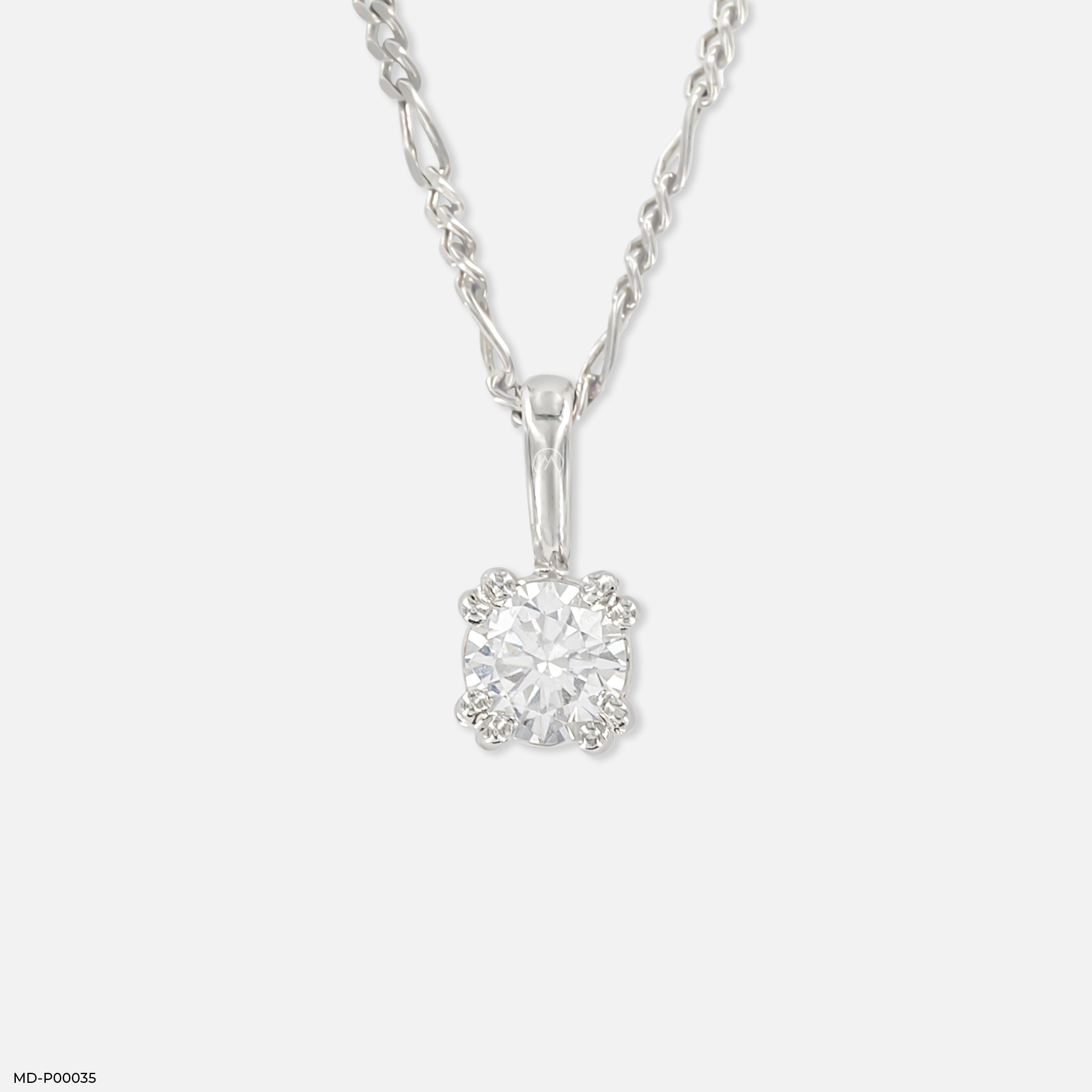 0.50 Carat Classic Claw Pendants 14K White Gold